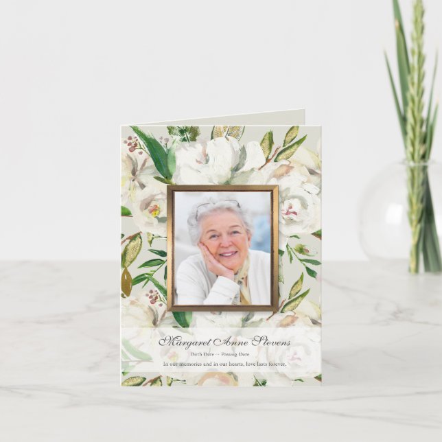 Tarjeta De Agradecimiento El entierro le agradece carda el rosa blanco del | (Anverso)