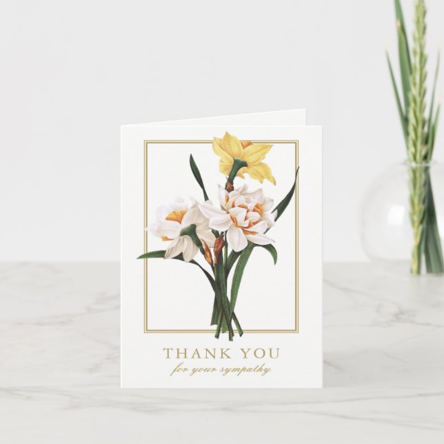 Tarjeta De Agradecimiento El entierro le agradece carda narcisos dobles del (Anverso)