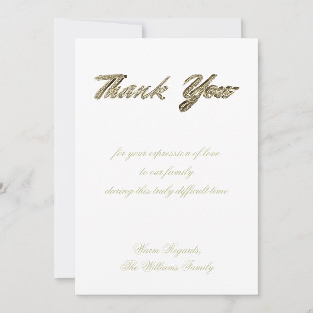 Tarjeta De Agradecimiento El entierro le agradece oro de plata elegante (Anverso)