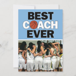 Tarjeta De Agradecimiento El entrenador de baloncesto azul claro mejor foto 