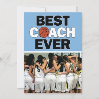 Tarjeta De Agradecimiento El entrenador de baloncesto azul claro mejor foto 