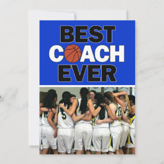 Tarjeta De Agradecimiento El entrenador de baloncesto azul mejor foto de la