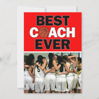 Tarjeta De Agradecimiento El entrenador de baloncesto rojo mejor Personaliza