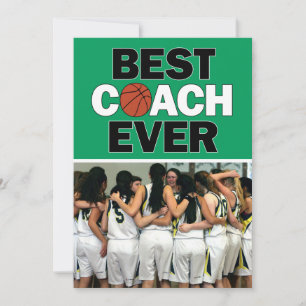 Tarjeta De Agradecimiento El entrenador de baloncesto verde mejor foto de la