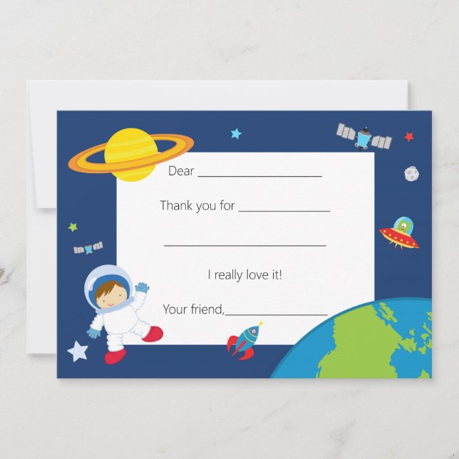 Tarjeta De Agradecimiento El espacio del astronauta le agradece cardar (Anverso)