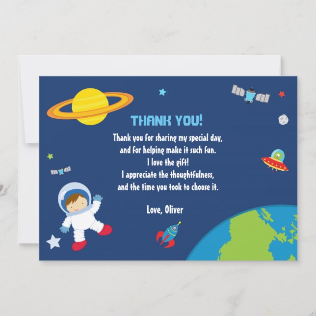 Tarjeta De Agradecimiento El espacio del astronauta le agradece cardar (Anverso)