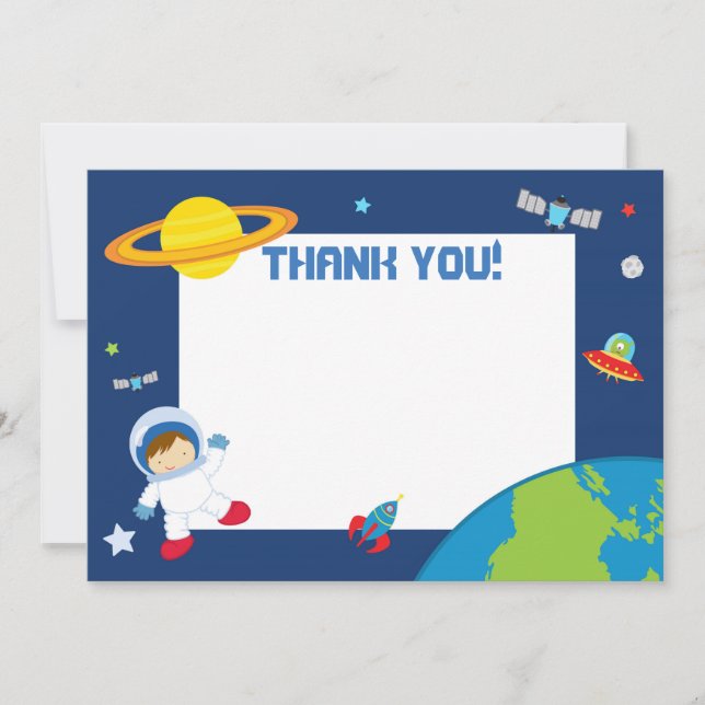 Tarjeta De Agradecimiento El espacio del astronauta le agradece cardar el (Anverso)