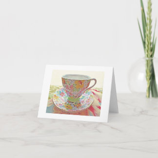 Tarjeta De Agradecimiento El espacio en blanco de la taza de té del vintage