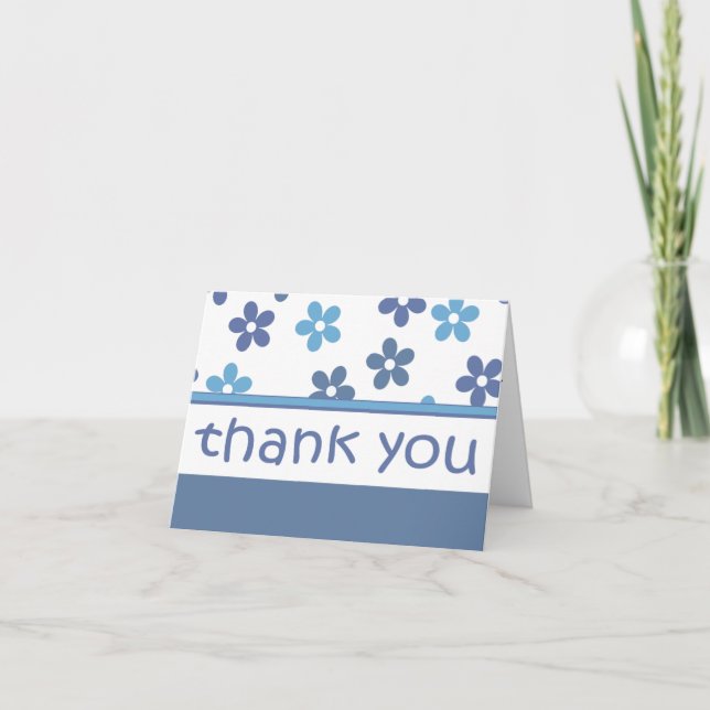 Tarjeta De Agradecimiento El estampado de flores azul claro "le agradece" (Anverso)