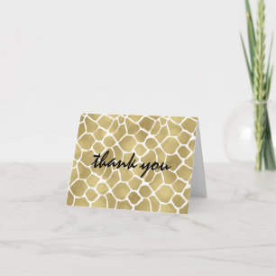 Tarjeta De Agradecimiento El estampado de girafa del oro le agradece