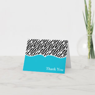 Tarjeta De Agradecimiento el estampado de zebra azul le agradece