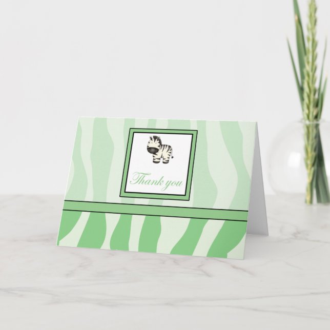 Tarjeta De Agradecimiento El estampado de zebra le agradece - verde (Anverso)