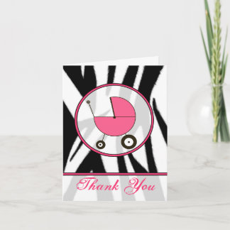 Tarjeta De Agradecimiento El estampado de zebra negro/el carro de bebé