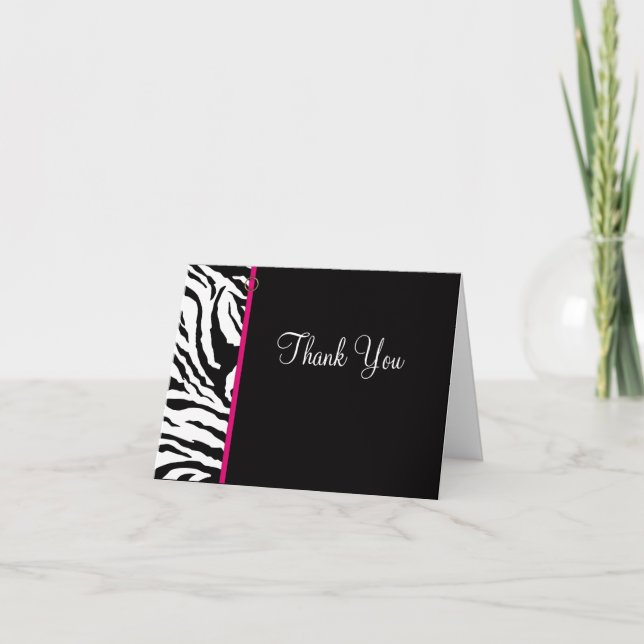 Tarjeta De Agradecimiento El estampado de zebra negro y blanco intrépido le (Anverso)