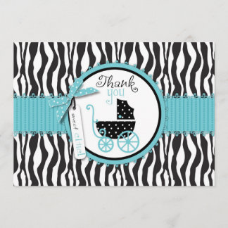 Tarjeta De Agradecimiento El estampado de zebra y el carro de bebé le