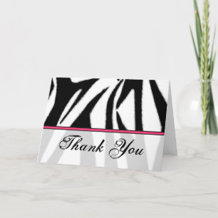Tarjeta De Agradecimiento El estampado de zebra y el rosa le agradecen