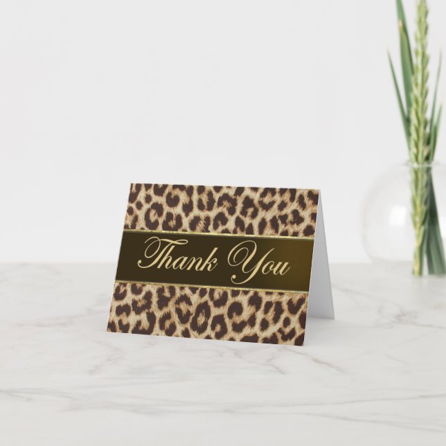 Tarjeta De Agradecimiento El estampado leopardo le agradece cardar (Anverso)