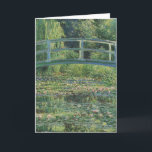 Tarjeta De Agradecimiento El estanque Water-Lily, la pintura de aceite paisa<br><div class="desc">Claude Monet, 1899, GIverny, Francia aceite sobre lienzos, en su mayoría monocromático paisaje de arte fino, pintura al óleo impresionista que representa un tranquilo estanque tranquilo lleno de nenúfares color rosa pálido y ribetes de lirios verdes, con un puente verde sobre él. Se pueden ver sauces llorosos y otros árboles...</div>