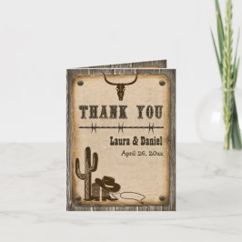 Tarjeta De Agradecimiento El estilo occidental de madera rústico le agradece