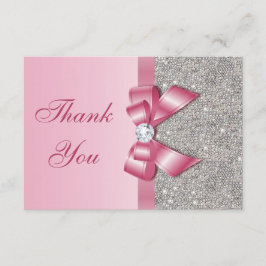 Tarjeta De Agradecimiento El falsos arco y diamantes rosados le agradecen