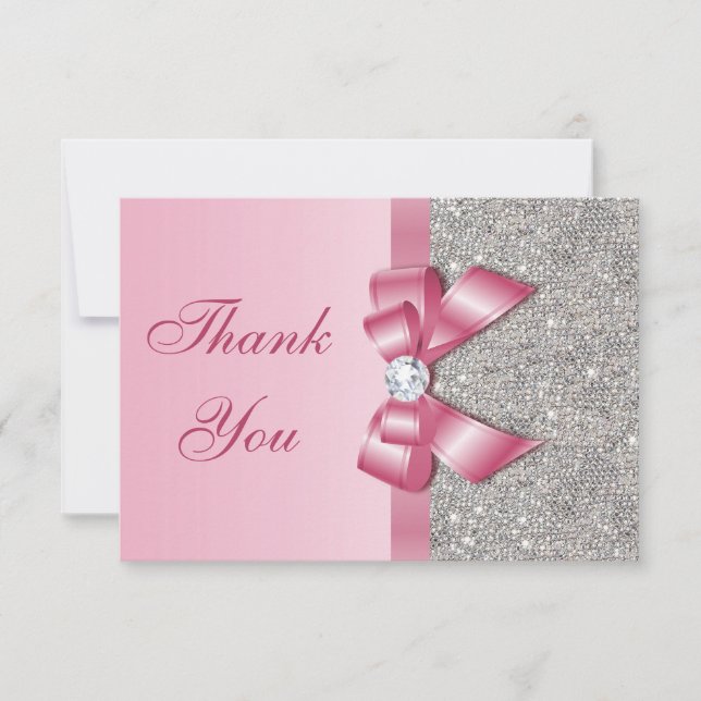 Tarjeta De Agradecimiento El falsos arco y diamantes rosados le agradecen (Anverso)