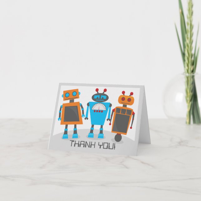Tarjeta De Agradecimiento El fiesta del robot le agradece Notecard (Anverso)