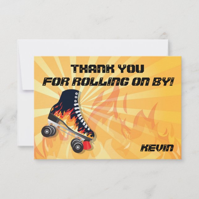 Tarjeta De Agradecimiento El fiesta llameante del patinaje sobre ruedas le (Anverso)