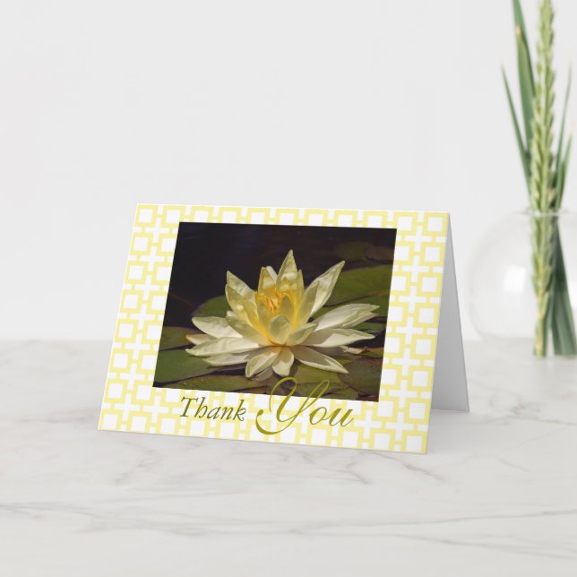 Tarjeta De Agradecimiento El flor amarillo imponente de Lotus blanco le (Anverso)