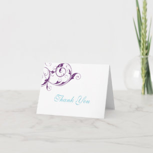 Tarjeta De Agradecimiento El Flourish púrpura le agradece cardar