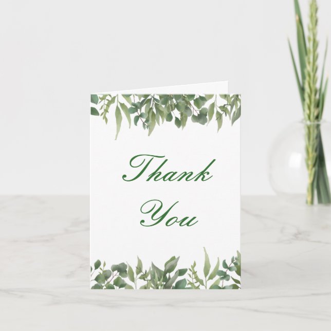 Tarjeta De Agradecimiento El follaje de vegetación de hojas verdes rusticas (Anverso)