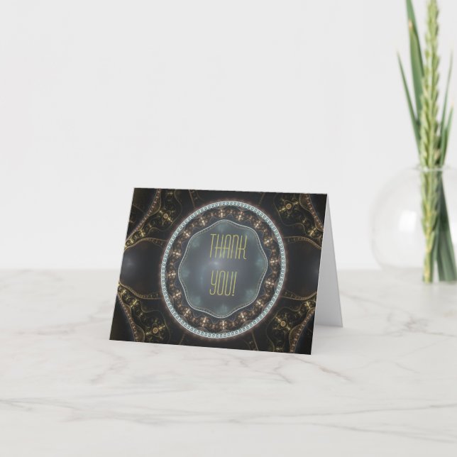 Tarjeta De Agradecimiento El fractal adornado metálico de Steampunk le (Anverso)
