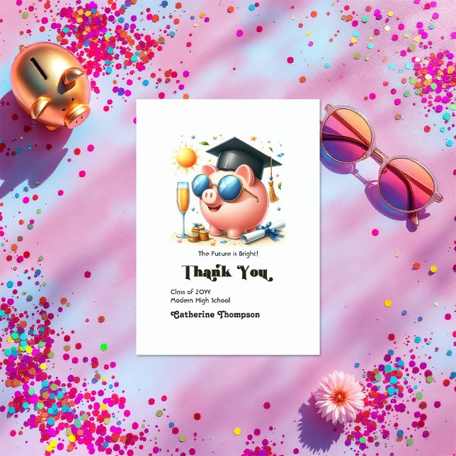 Tarjeta De Agradecimiento El Futuro es Brillante Finanza Graduación Foto (The Future is Bright Finance Graduation Photo Thank You Card)