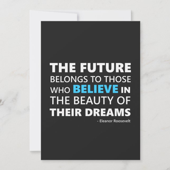 Tarjeta De Agradecimiento El futuro pertenece a aquellos que creen (Anverso)