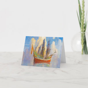 Tarjeta De Agradecimiento El Galeón de Oro de Newell Convers Wyeth