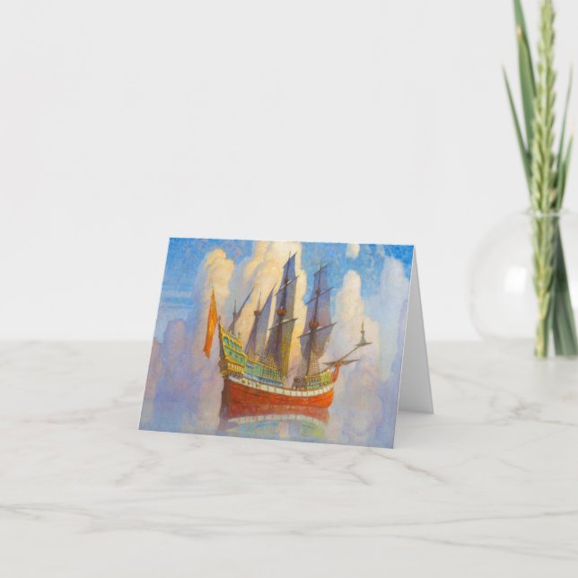 Tarjeta De Agradecimiento El Galeón de Oro de Newell Convers Wyeth (Anverso)