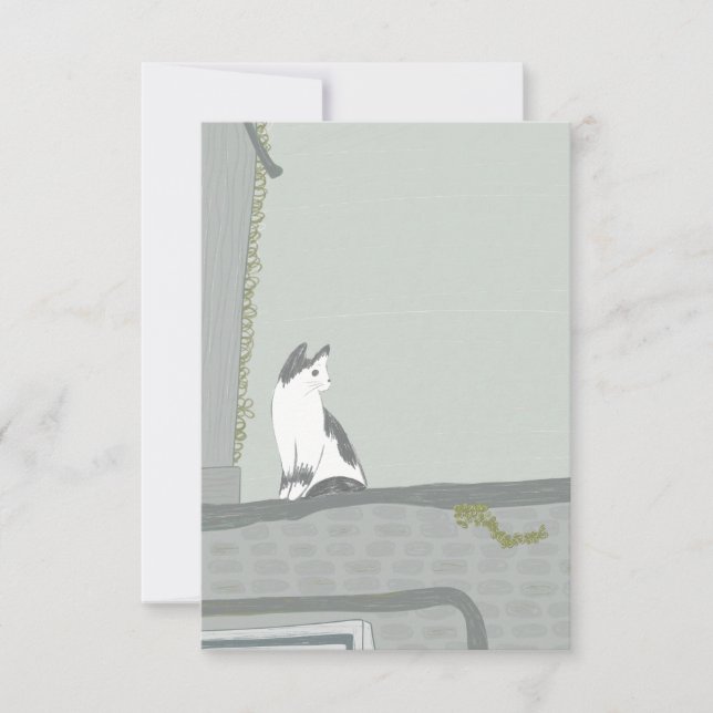 Tarjeta De Agradecimiento El gato en la cerca (Anverso)