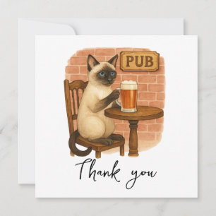 Tarjeta De Agradecimiento El gato está bebiendo cerveza en el pub irlandés