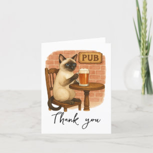 Tarjeta De Agradecimiento El gato está bebiendo cerveza en el pub irlandés