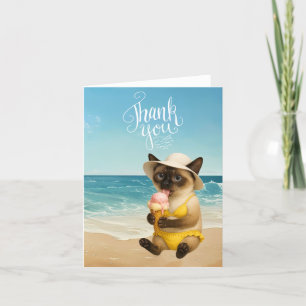 Tarjeta De Agradecimiento El gato está en la playa