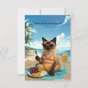 Tarjeta De Agradecimiento El gato está en la playa