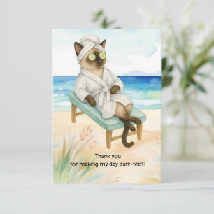 Tarjeta De Agradecimiento El gato está en la playa