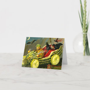 Tarjeta De Agradecimiento El gato negro y la bruja de Halloween