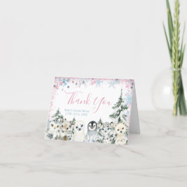 Tarjeta De Agradecimiento El género de los animales de invierno revela