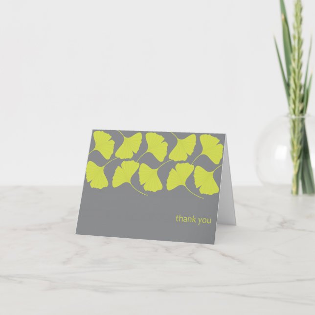 Tarjeta De Agradecimiento El Ginkgo agradece le/gris (Anverso)