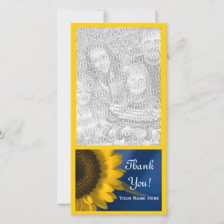 Tarjeta De Agradecimiento El girasol amarillo en azul gracias