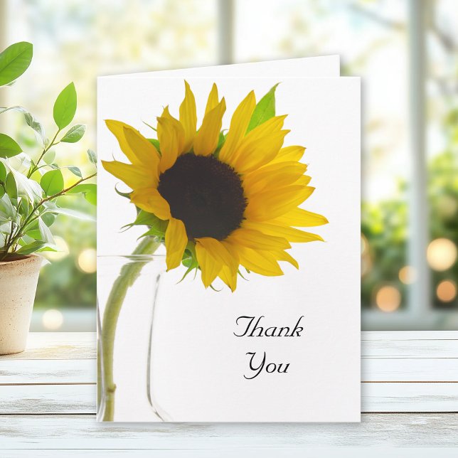 Tarjeta De Agradecimiento El girasol amarillo en blanco gracias (Subido por el creador)