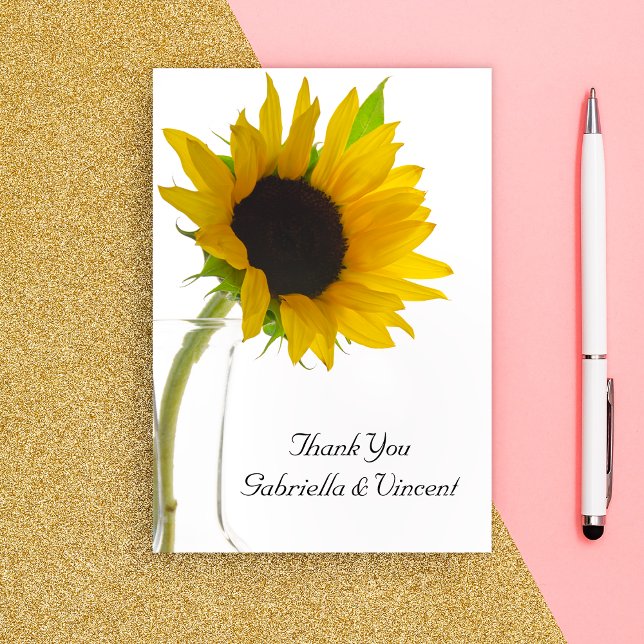 Tarjeta De Agradecimiento El girasol en el plano del Boda blanco (Subido por el creador)