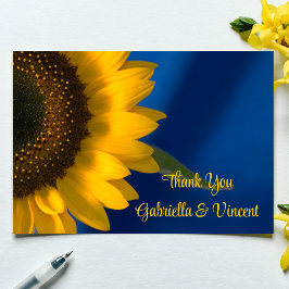 Tarjeta De Agradecimiento El girasol en la planicie de Boda azul