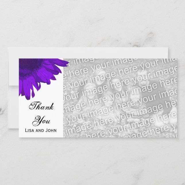 Tarjeta De Agradecimiento El girasol púrpura del arte pop le agradece (Anverso)