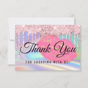 Tarjeta De Agradecimiento El glamuroso glamuroso glam besa un falso arcoiris